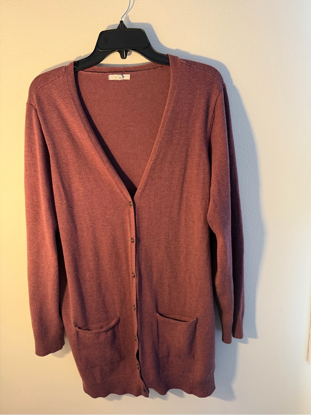 Maurices Dusty Rose Long Button-Front Cardigan